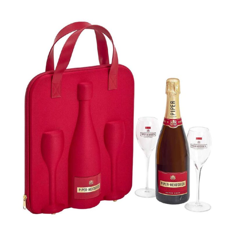 CHAMPAGNE BRUT TRAVEL + 2 FLUTE BORSA CL 75