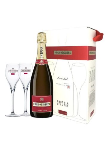 CHAMPAGNE ESSENTIEL BLANC + 2 FLUTES CL 75