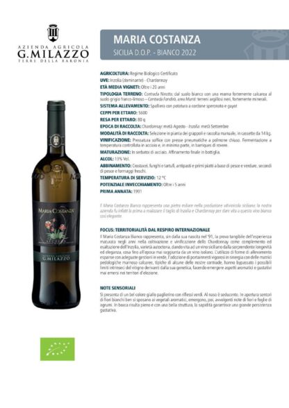 VINO B . MARIA COSTANZA DOP SICILIA MILAZZO - immagine 2