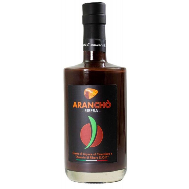 Bottiglia di Liquore Aranchò Orange Town Ribera 10cl al cioccolato e arancia.