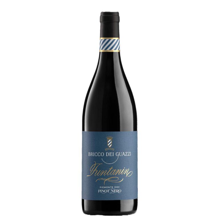 Bottiglia Bricco dei Guazzi Funtanin Pinot Nero DOC, vino rosso piemontese elegante.