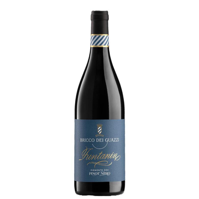 Bottiglia Bricco dei Guazzi Funtanin Pinot Nero DOC, vino rosso piemontese elegante.