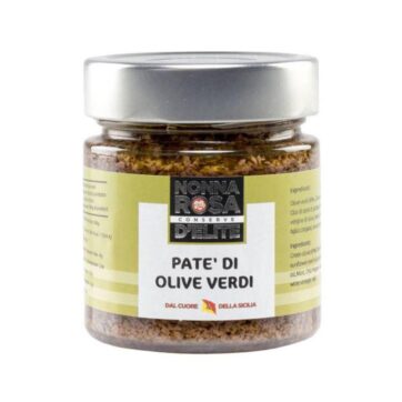 Barattolo di Patè di Olive Verdi Nonna Rosa – crema siciliana aromatica e gustosa.