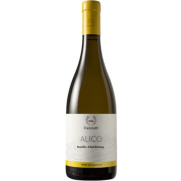 Bottiglia di CVA Alico Inzolia Chardonnay Terre Siciliane IGP – vino bianco siciliano elegante e fruttato.