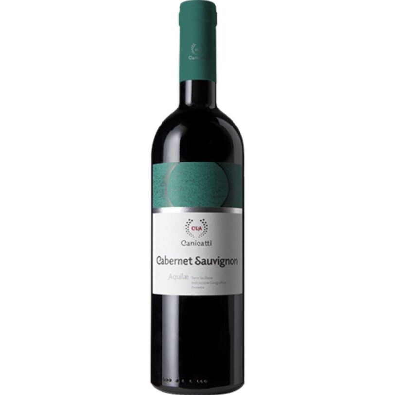 Bottiglia di CVA Aquilae Cabernet Sauvignon – vino rosso siciliano intenso e strutturato prodotto da CVA Canicattì.