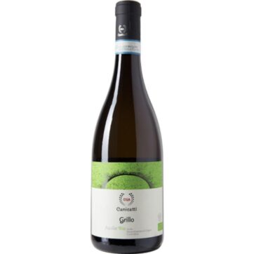 Bottiglia di CVA Aquilae Grillo Bio – vino bianco siciliano biologico fresco e aromatico con profumi di agrumi e fiori bianchi.