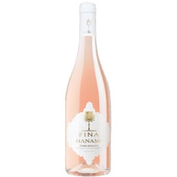 Bottiglia di vino rosato Fina Hanami Terre Siciliane IGP – elegante rosé siciliano dai profumi floreali e fruttati.