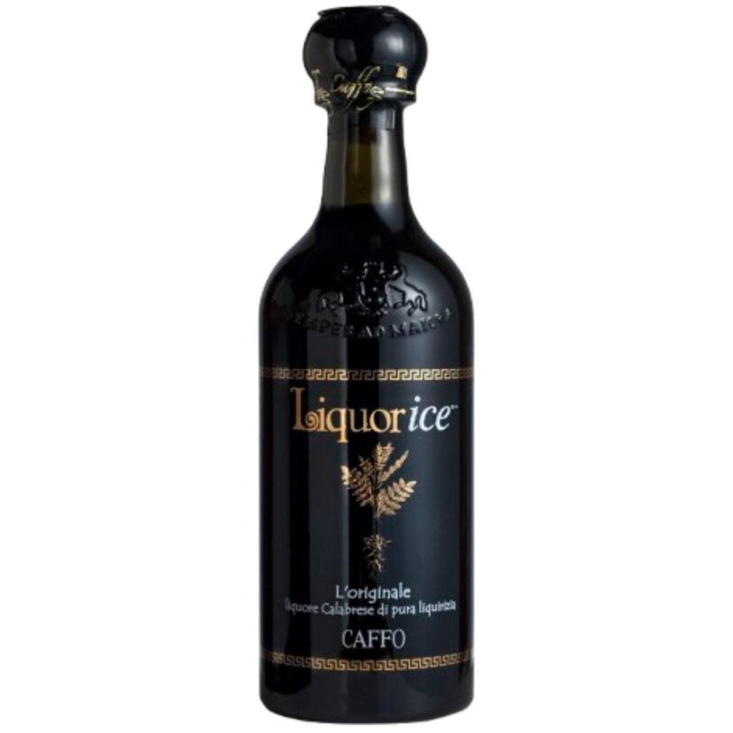 Bottiglia di Liquorice Caffo – liquore calabrese di pura liquirizia, dal gusto intenso e aromatico.