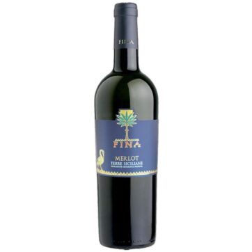 Bottiglia di vino rosso Fina Merlot Terre Siciliane – vino siciliano morbido e fruttato.