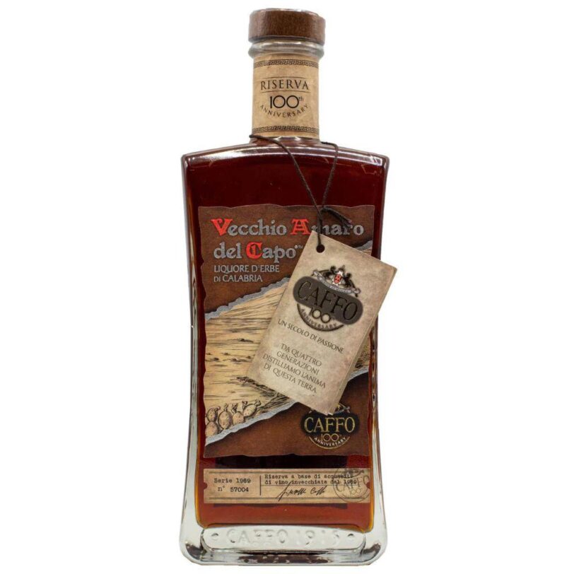 Bottiglia Vecchio Amaro del Capo Riserva del Centenario Caffo – liquore d’erbe di Calabria in edizione limitata.