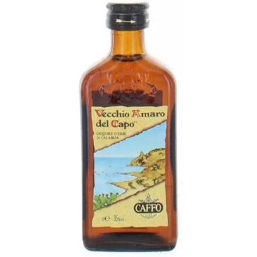 Mini bottiglia Vecchio Amaro del Capo Minion – amaro calabrese Caffo in formato da collezione.