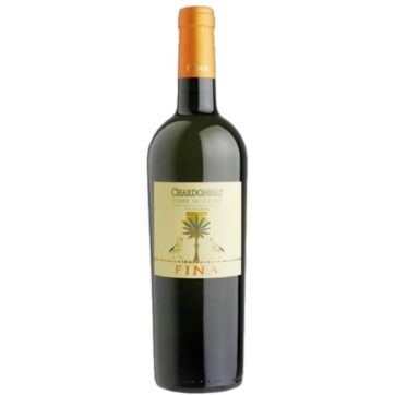 Bottiglia di Fina Chardonnay Terre Siciliane – vino bianco siciliano dal gusto fresco e aromatico.