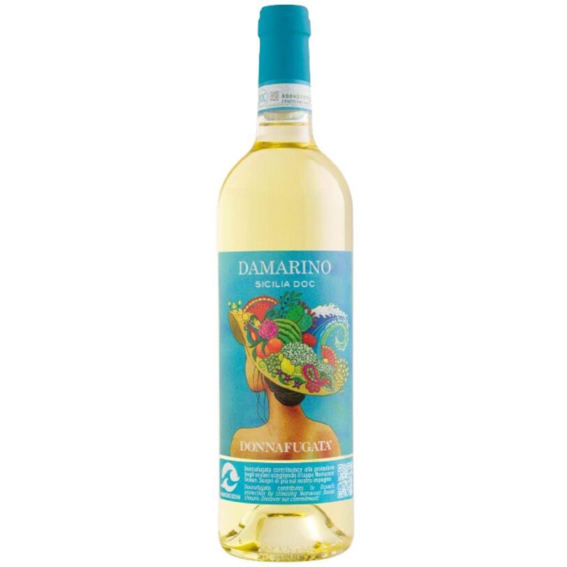 Bottiglia di Donnafugata Damarino Sicilia DOC – vino bianco aromatico e leggero.