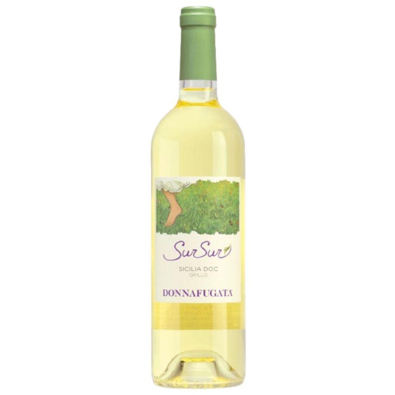 Bottiglia di Donnafugata SurSur Grillo Sicilia DOC – vino bianco fresco e aromatico.