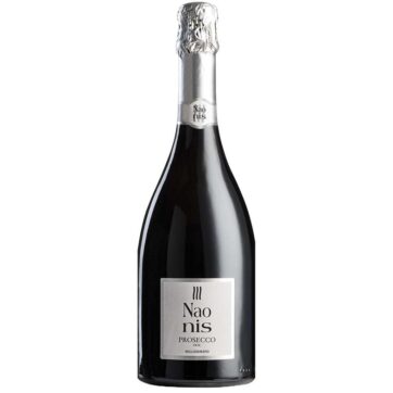 Bottiglia di Prosecco Naonis Millesimato Extra Dry, spumante elegante e fresco, ideale per aperitivi e brindisi.
