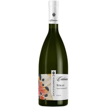 Bottiglia di Duca di Salaparuta Calanica Syrah, vino rosso siciliano Terre Siciliane IGT, elegante e fruttato.