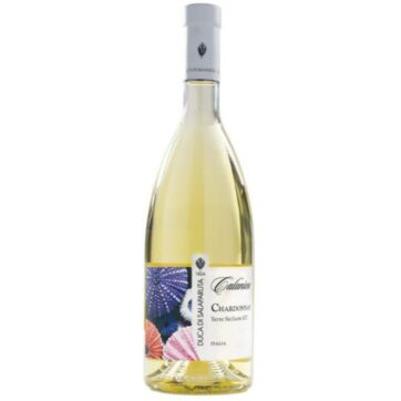 Bottiglia di Duca di Salaparuta Calanica Chardonnay, vino bianco siciliano fresco e fruttato, Terre Siciliane IGT.
