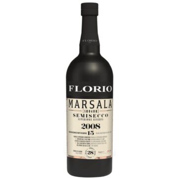 Bottiglia di Marsala Florio Superiore Riserva 2008 Semisecco, vino siciliano DOC invecchiato in botti di rovere.
