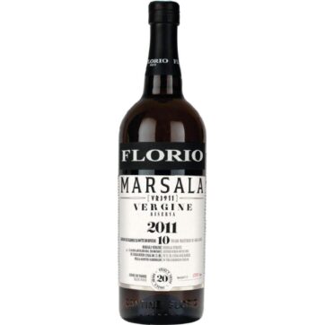 Bottiglia di Marsala Florio Vergine Riserva 2011, vino siciliano secco e pregiato, disponibile in enoteca Sicilia.