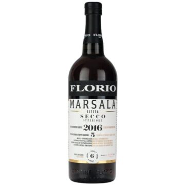 Bottiglia di Marsala Florio Superiore Secco 2016, vino siciliano elegante e strutturato, disponibile in enoteca Sicilia.