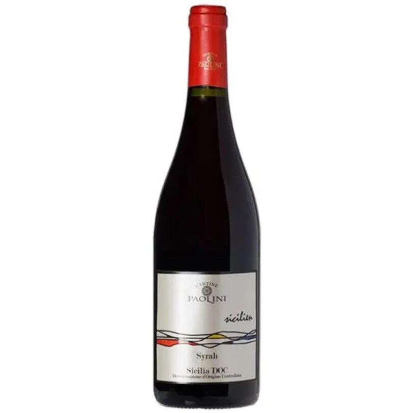 Bottiglia di vino rosso Paolini Sicilien Syrah Sicilia DOC