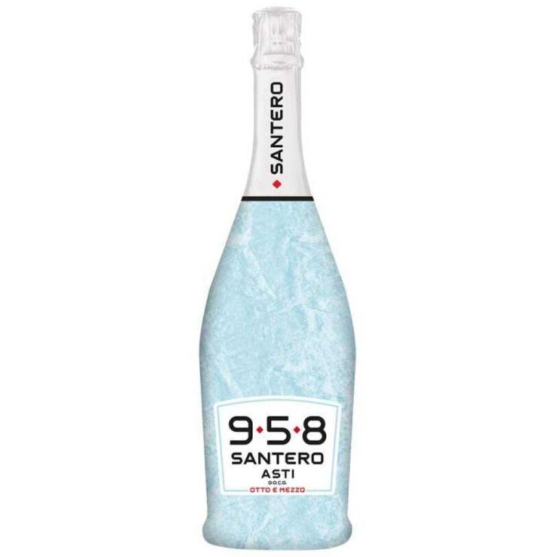 Bottiglia di Spumante Santero 958 Asti 75cl, vino frizzante dolce aromatico.