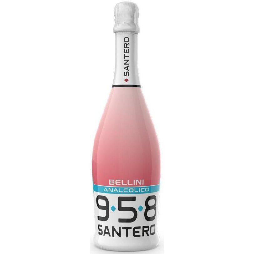 Bottiglia di Spumante Santero 958 Bellini Analcolico 75cl, cocktail frizzante alla pesca.