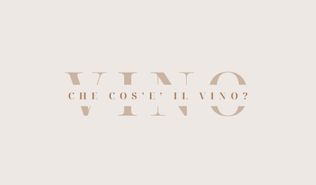 Grafica minimal con la scritta 'Vino – Che cos’è il vino?' in caratteri eleganti su sfondo chiaro.