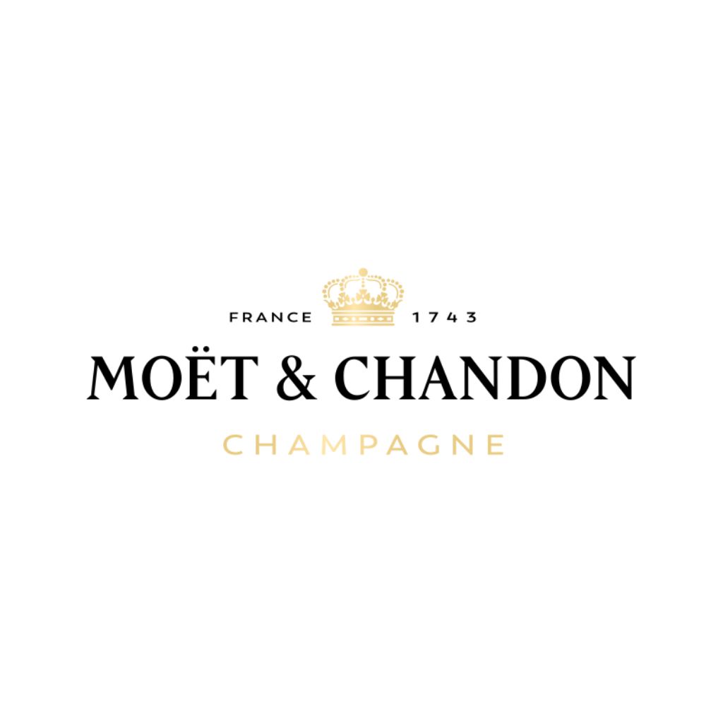 Logo Moët & Chandon con corona dorata e scritta “Champagne”