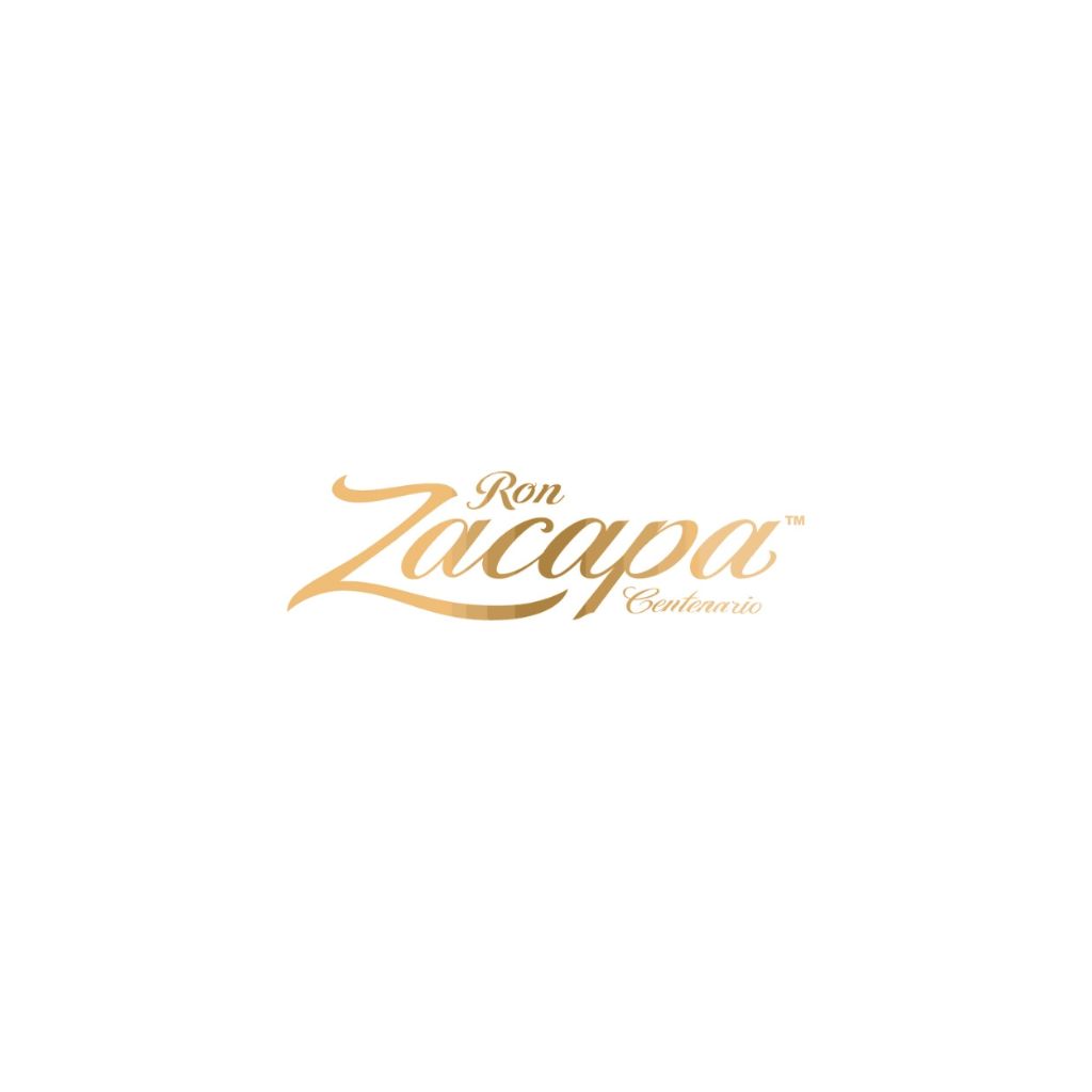 Logo dorato Ron Zacapa Centenario su sfondo bianco