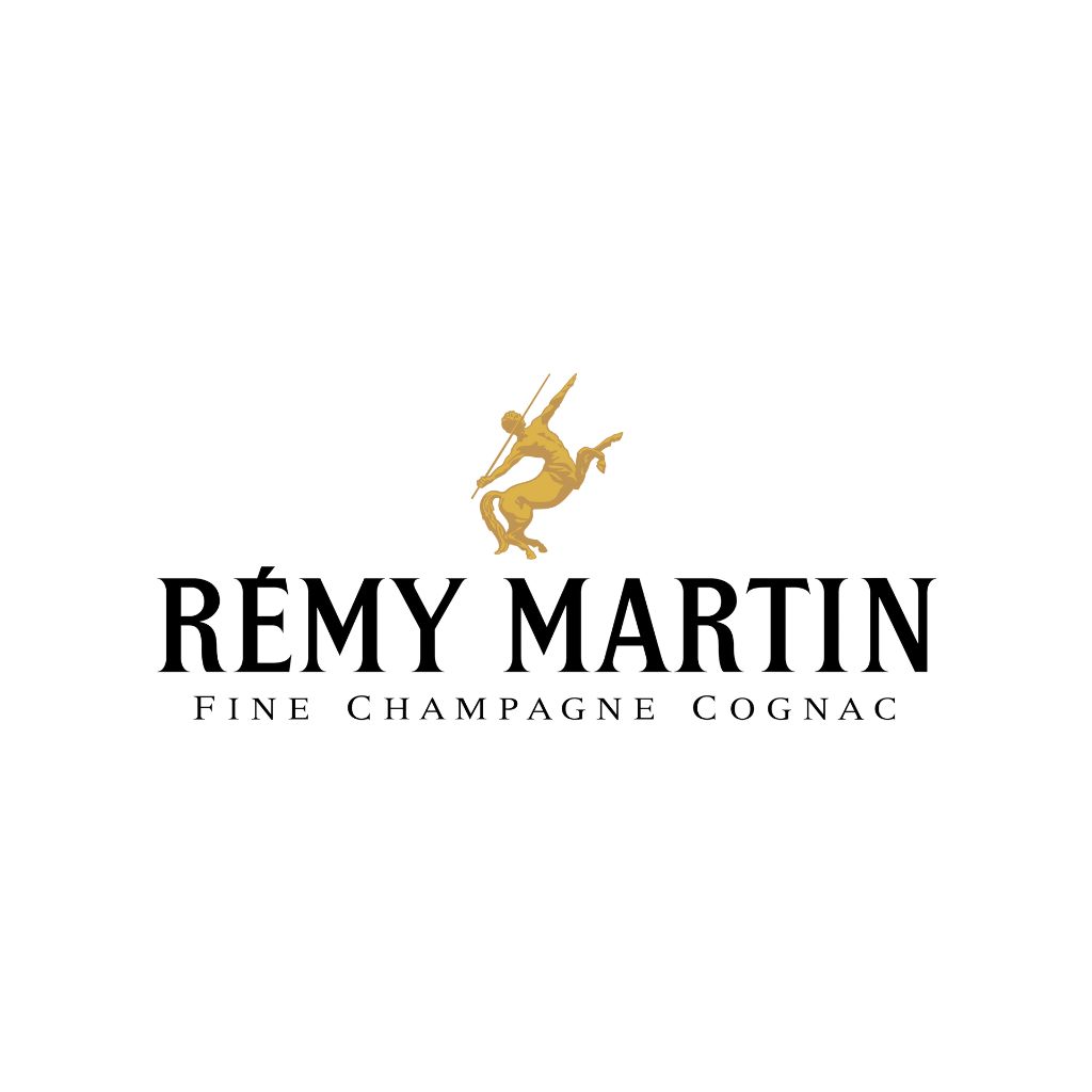 Logo dorato della Maison Rémy Martin, produttore di Fine Champagne Cognac