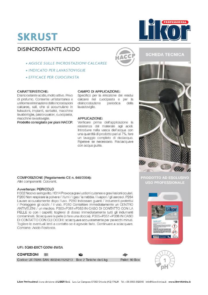 DISINCROSTANTE ACIDO SKRUST LT 6 LIKOR