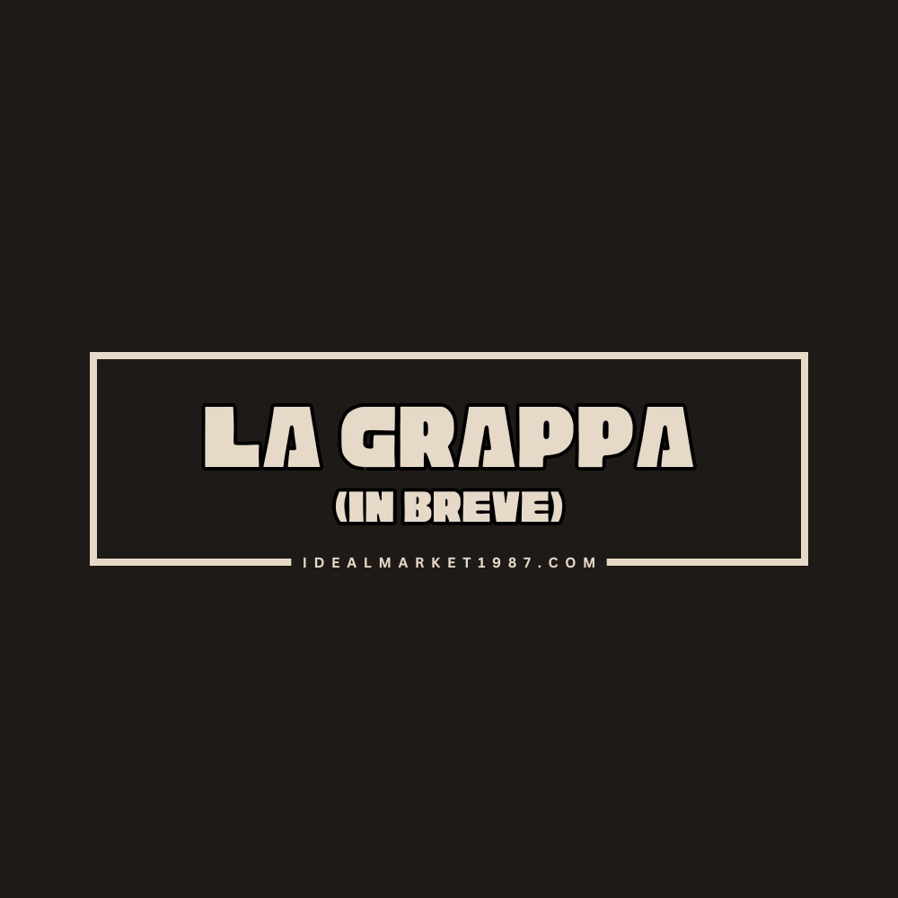 Scritta “La Grappa (in breve)” su sfondo scuro per contenuto dedicato al distillato italiano