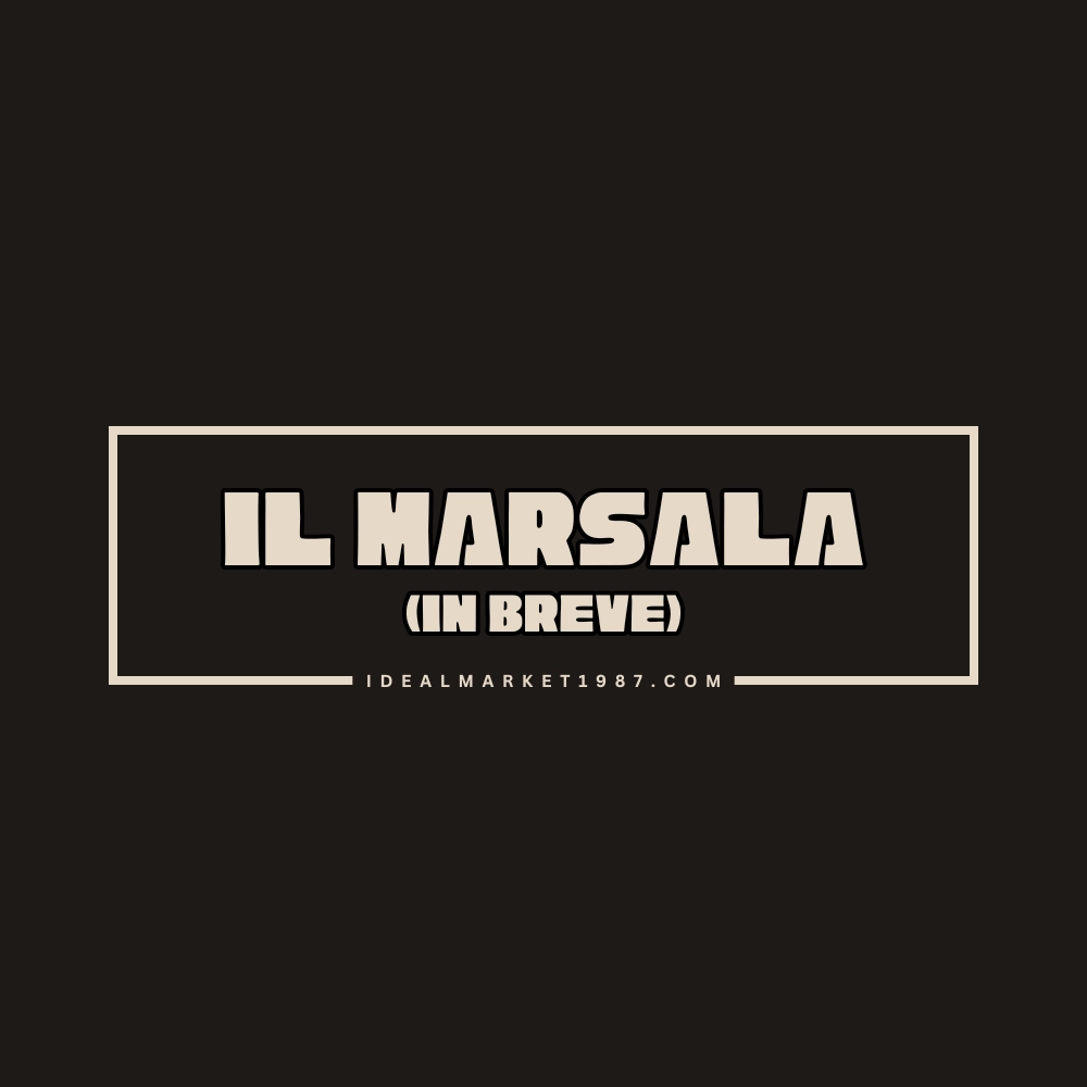 Scritta “Il Marsala (in breve)” su sfondo scuro per contenuto dedicato al vino liquoroso siciliano