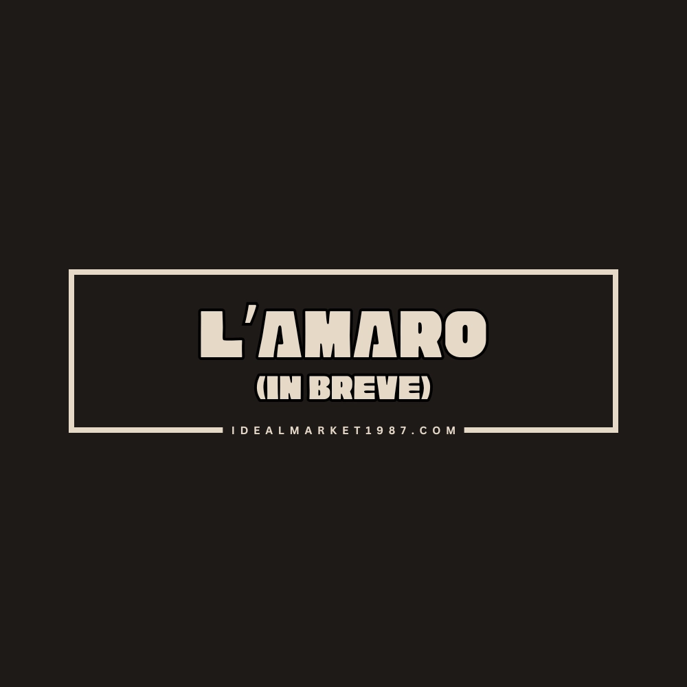 Scritta “L’Amaro (in breve)” su sfondo scuro per contenuto dedicato ai liquori digestivi alle erbe