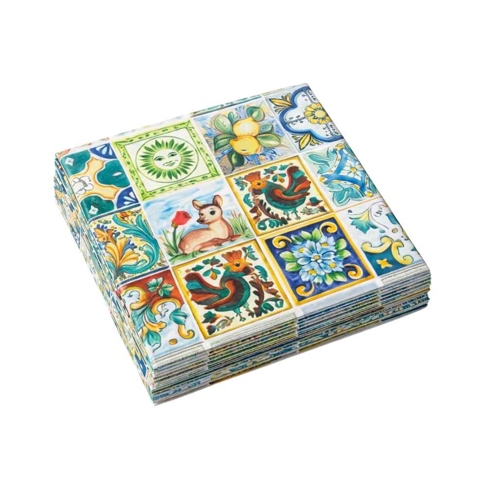 Tovaglia Carta Kraft Maiolica Tre Colori 100x100cm Confezione 150 Pezzi