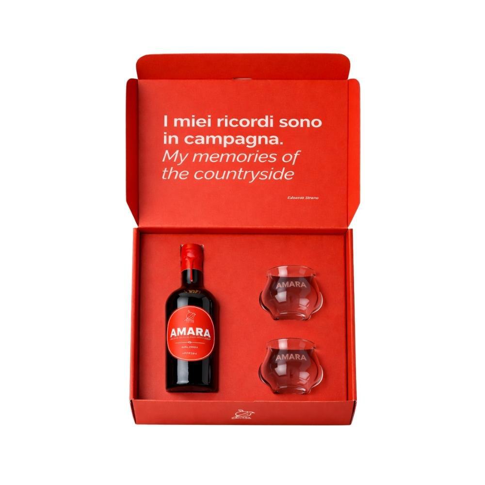 Amaro Amara 50cl Box Regalo Con Bicchieri