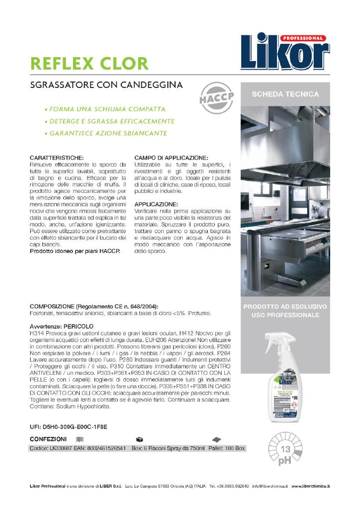 Likor Reflex Clor Sgrassatore con Candeggina 750 ml - Idealmarket 1987 Favara