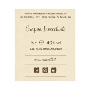 Grappa Invecchiata Mazzetti d'Altavilla Veliero 50 ml