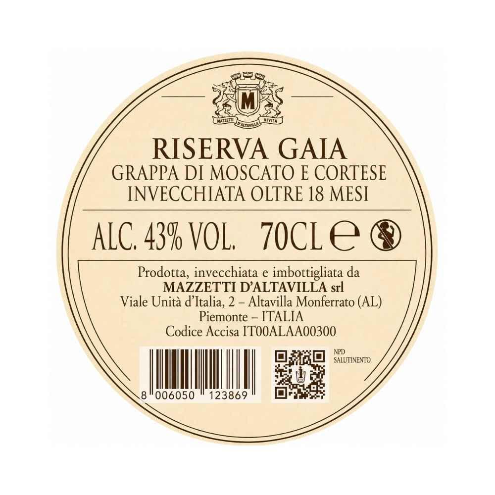 Grappa Riserva Gaia Mazzetti D’Altavilla 700 ml - Idealmarket 1987 Favara
