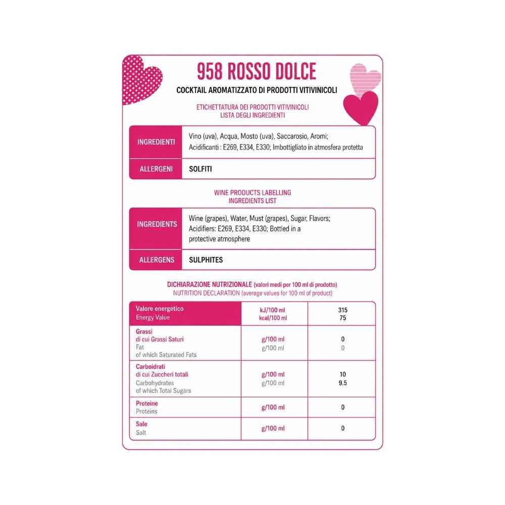 Spumante Santero 958 Dolce Rosso 750 ml Spumante Santero 958 Dolce Rosso 750 ml - Idealmarket 1987 Favara