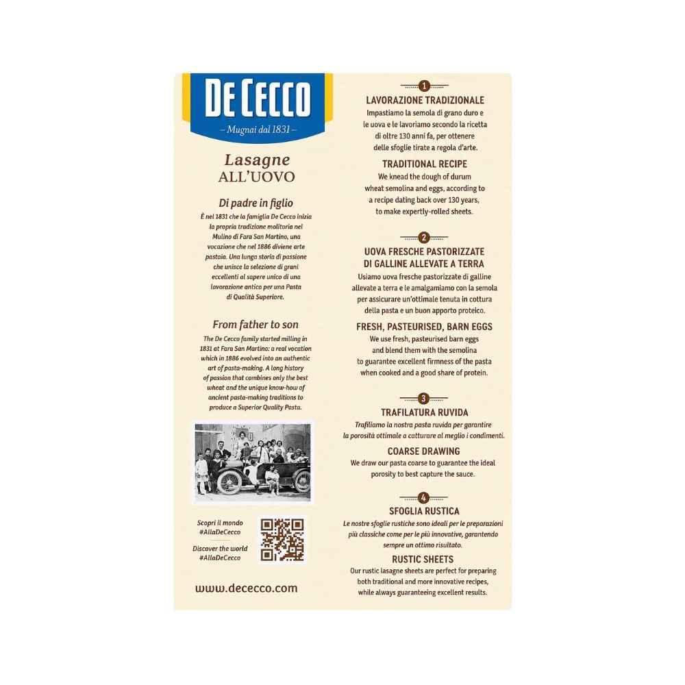 Lasagne all’Uovo De Cecco 500 g - Idealmarket 1987 Favara