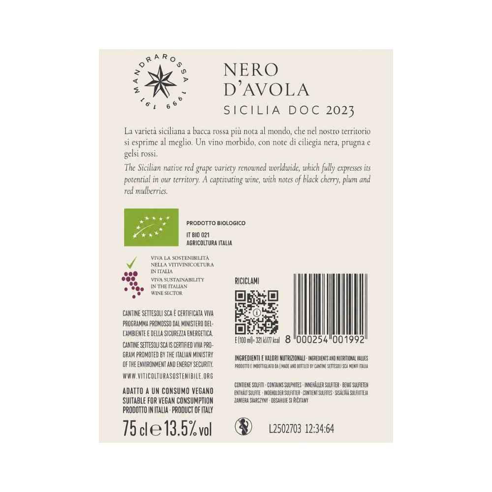 Nero d'Avola Mandrarossa 750 ml Nero d’Avola Mandrarossa 750 ml - Idealmarket 1987 Favara