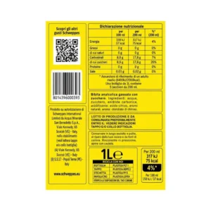 Acqua Tonica Schweppes 1 l – Fresca, Frizzante e Ideale per Cocktail