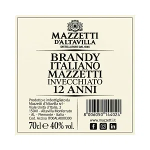 Brandy Mazzetti d'Altavilla 12 anni 70 cl