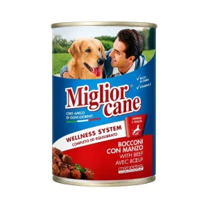 Migliorcane Cibo Umido per Cani Adulti al Manzo – Bocconcini in Lattina 405 g