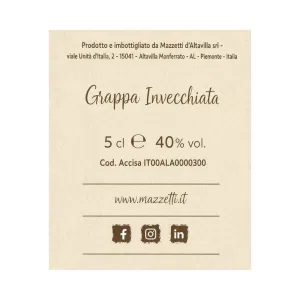 Grappa Invecchiata Mazzetti d'Altavilla Veliero 50 ml