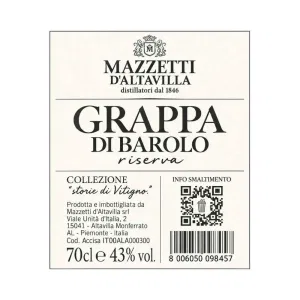 Grappa di Barolo Riserva Mazzetti d'Altavilla 70 cl
