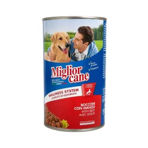 Migliorcane Cibo Umido per Cani Adulti al Manzo – Bocconcini in Lattina 1,25 kg