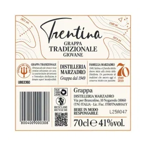 Grappa Marzadro La Trentina Tradizionale 70 cl